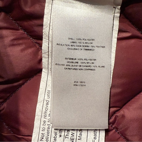 Lole Quilted Down Puffer Jacket with snap buttons Burgundy & Navy Jacket W’s Med - Picture 9 of 12